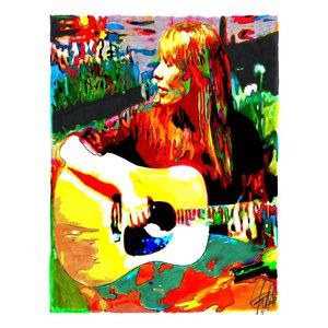 Joni Mitchell Singer Guitar Folk Rock Music Poster Print Wall Art 18x24